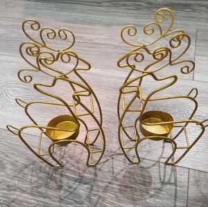 807. 3 for $45 - 2 tealight holders reindeer (pair)